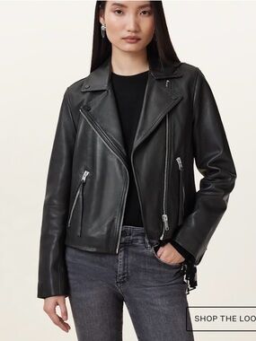 All Saints Dalby Slim fit Black Leather Jacket - Women's